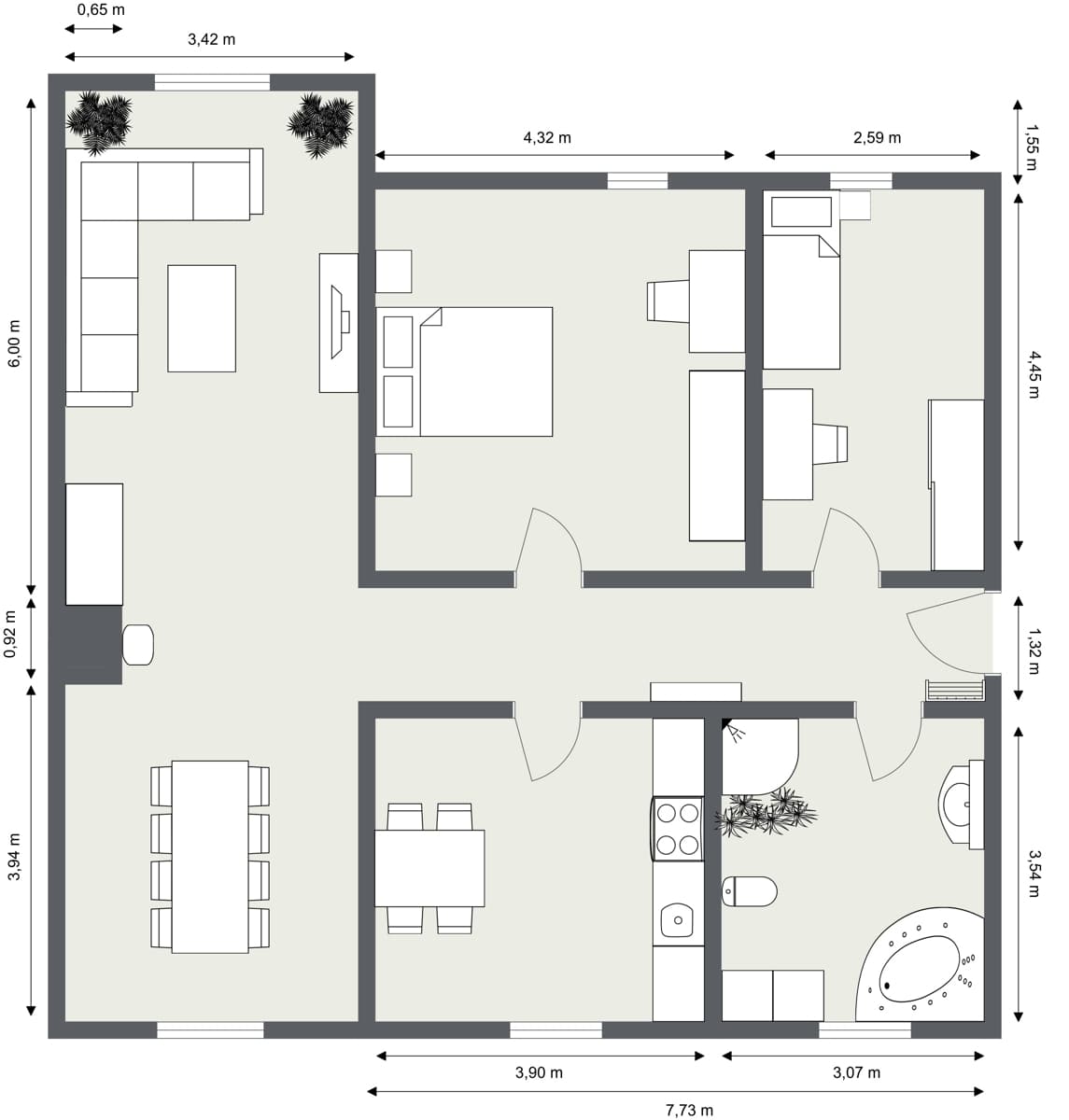 2D Floor Plan mit Maße