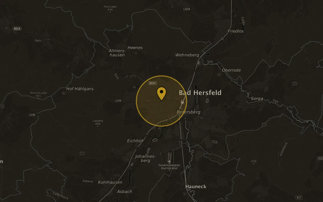 Karte mit der Lage von Bad Hersfeld