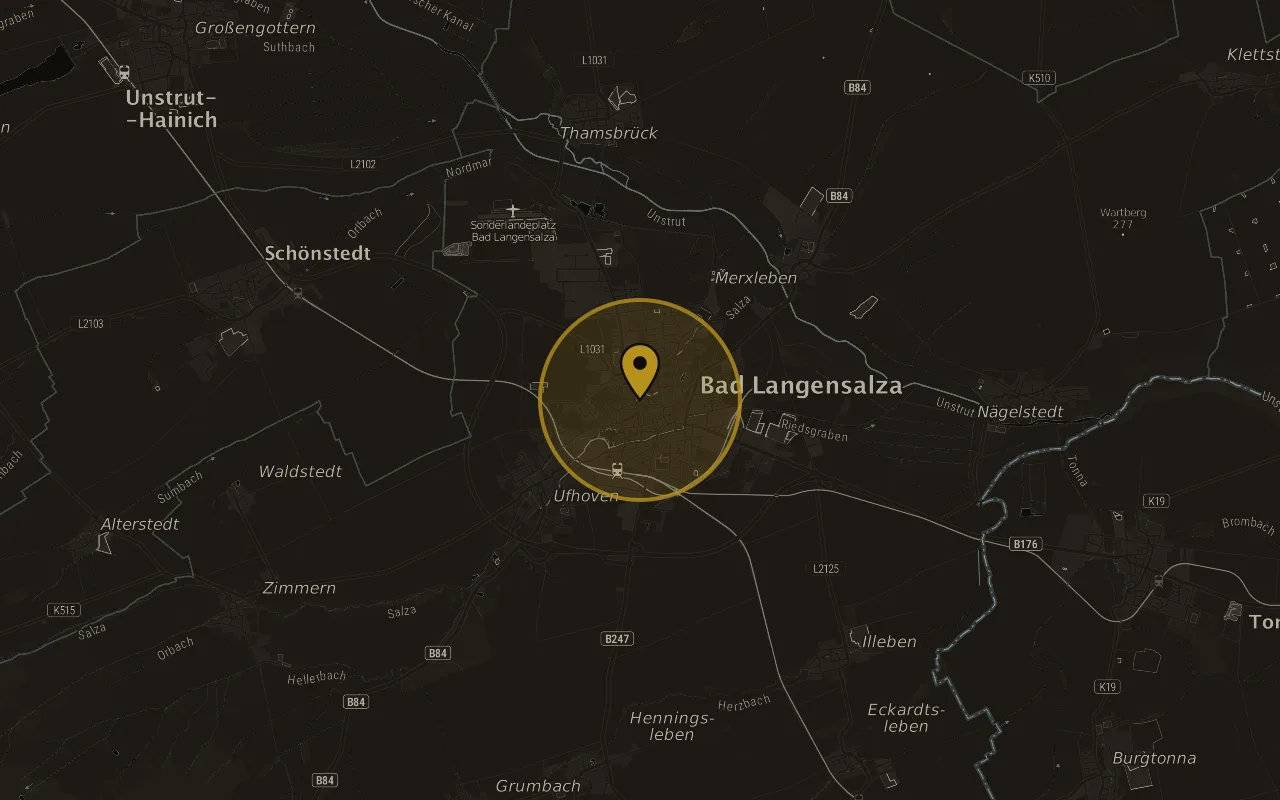 Karte mit der Lage von Bad Langensalza