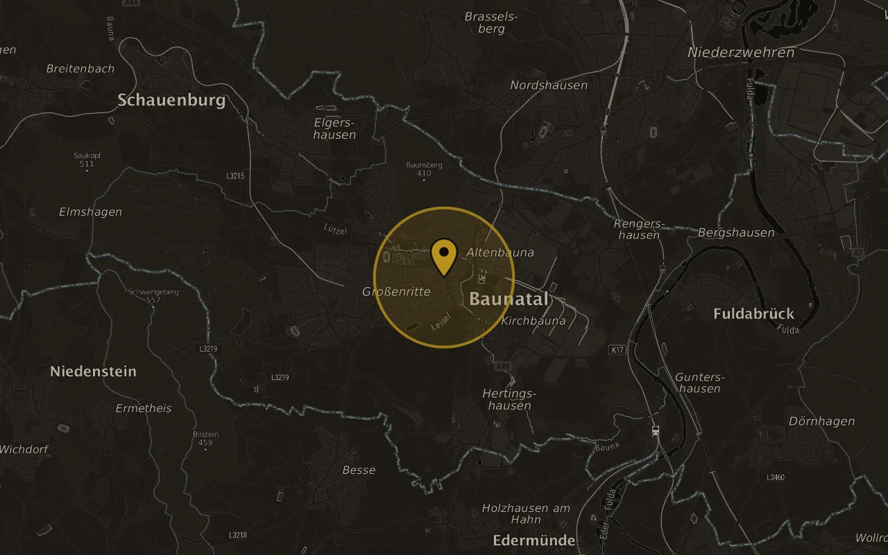 Karte mit der Lage von Baunatal
