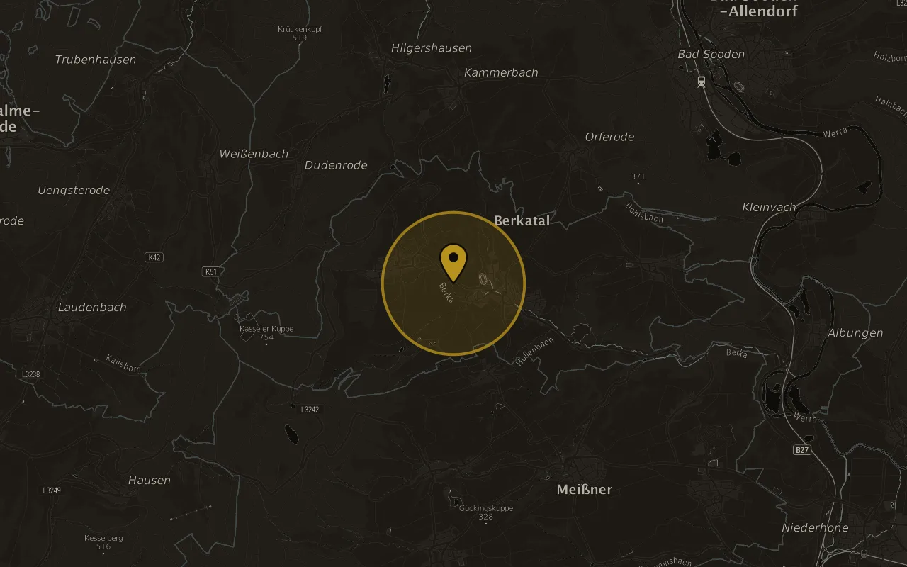 Karte mit der Lage von Berkatal