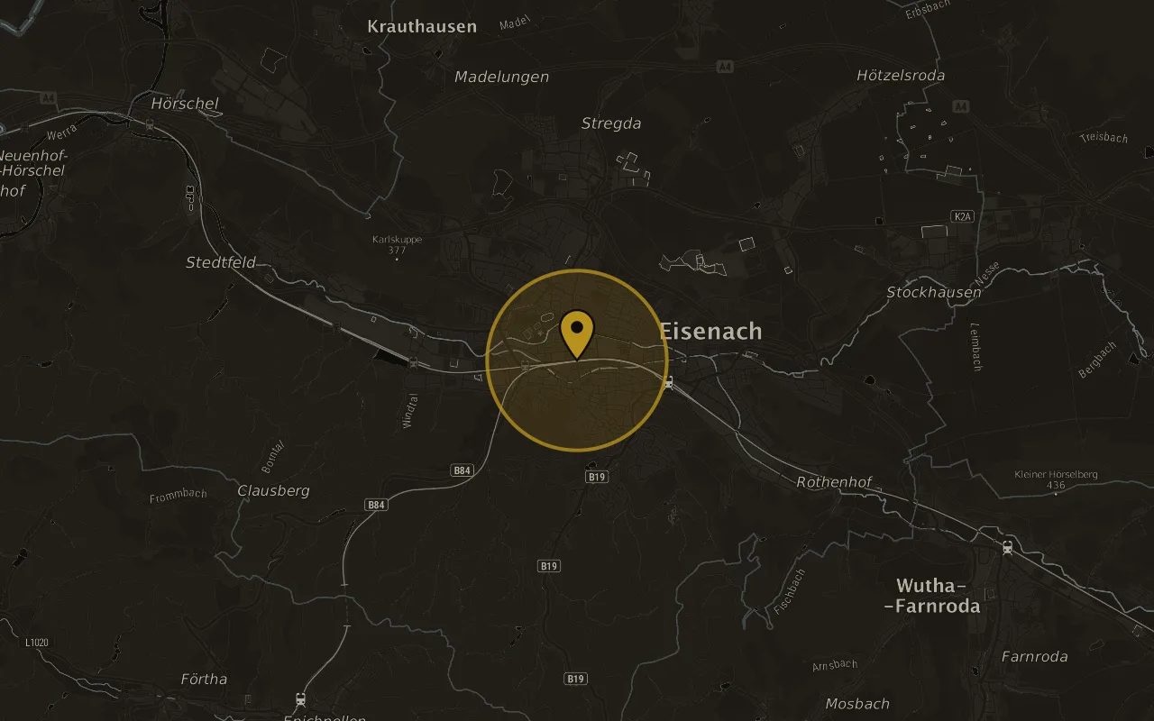 Karte mit der Lage von Eisenach