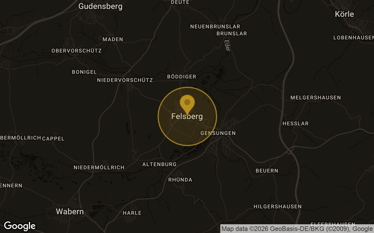 Karte mit der Lage von Felsberg