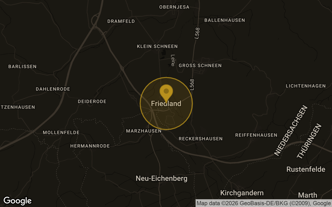 Karte mit der Lage von Friedland