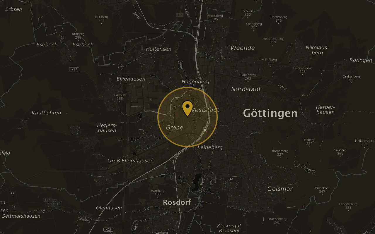 Karte mit der Lage von Göttingen