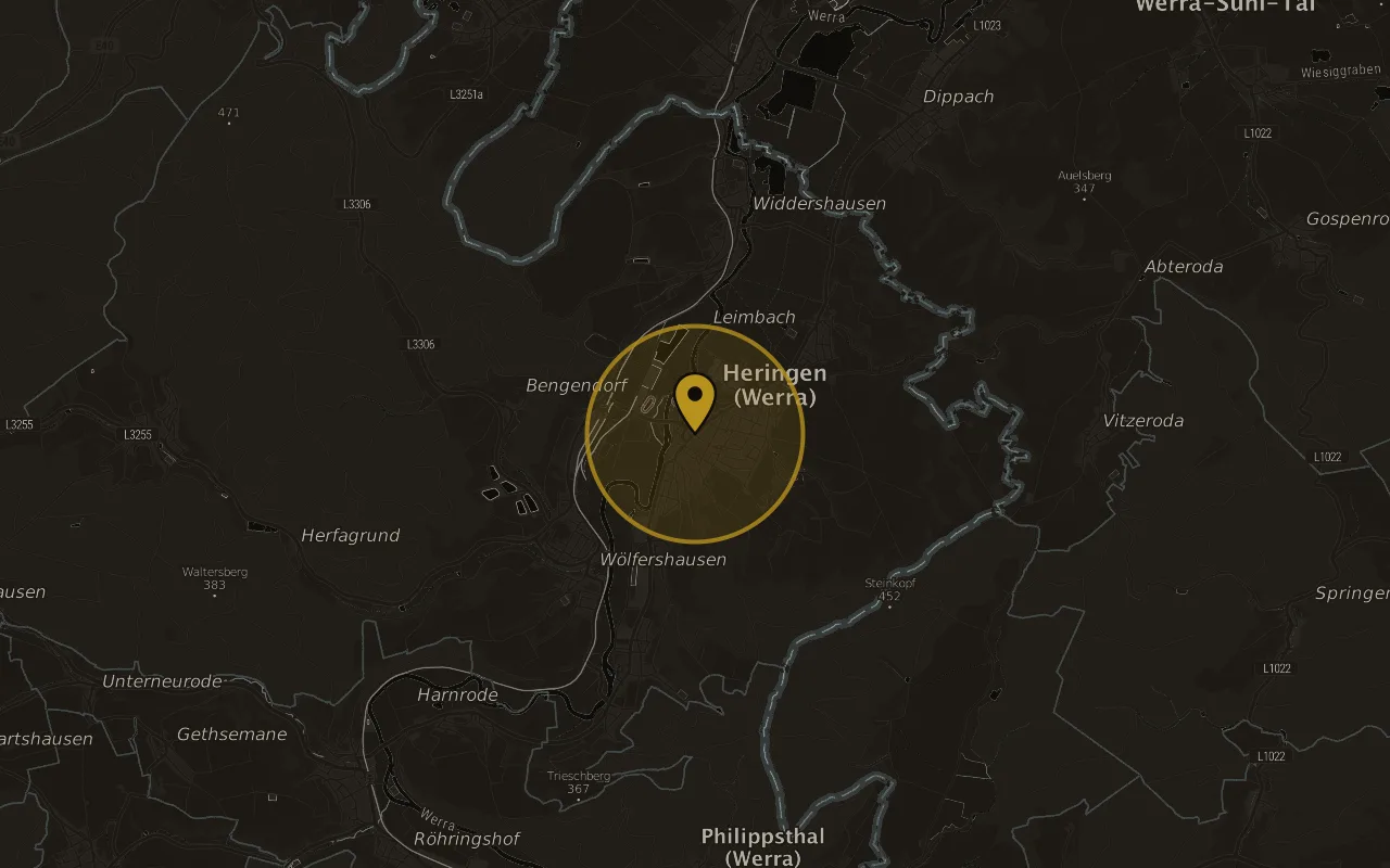 Karte mit der Lage von Heringen (Werra)