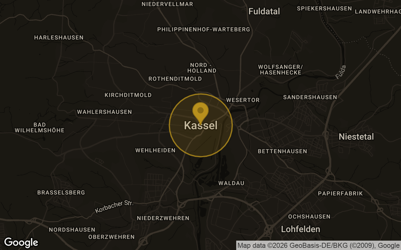 Karte mit der Lage von Kassel