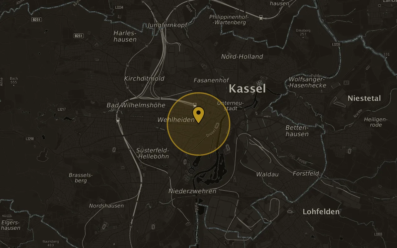 Karte mit der Lage von Kassel