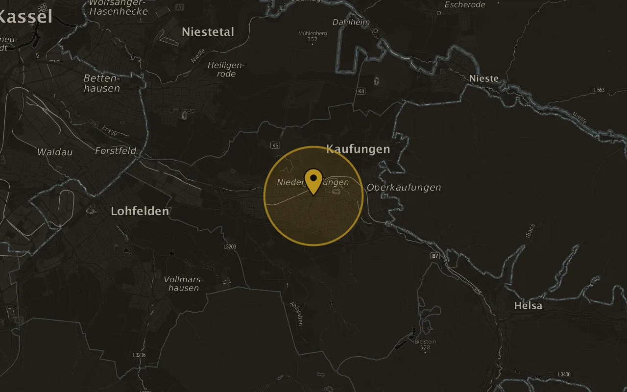Karte mit der Lage von Kaufungen