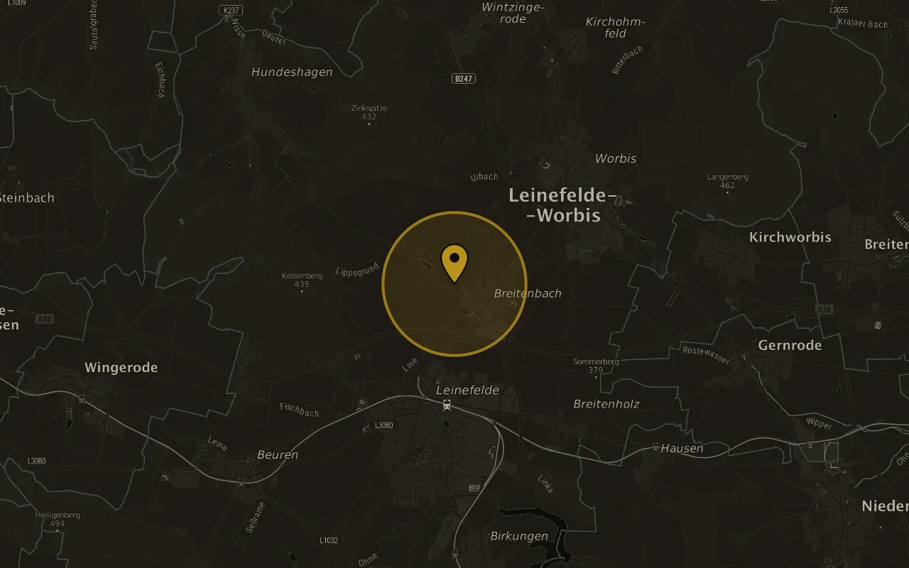 Karte mit der Lage von Leinefelde-Worbis