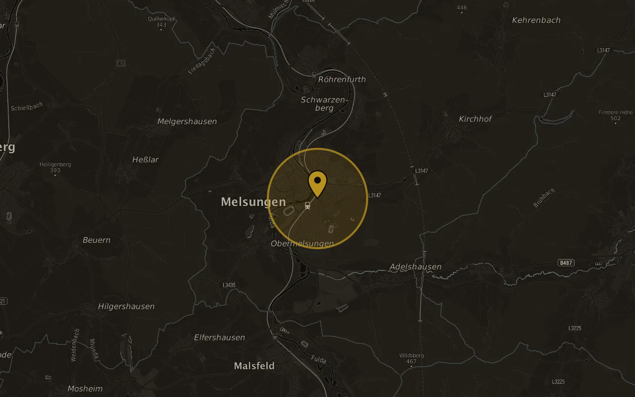 Karte mit der Lage von Melsungen