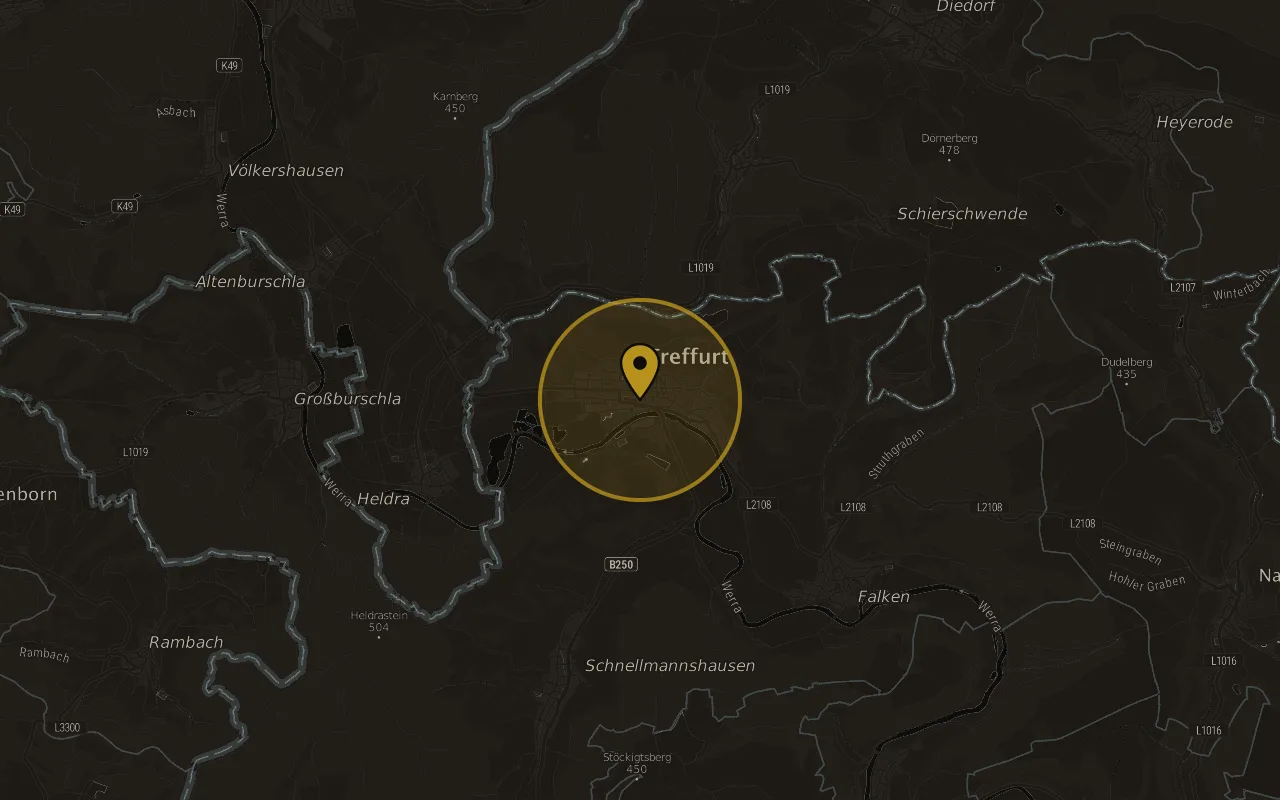 Karte mit der Lage von Treffurt