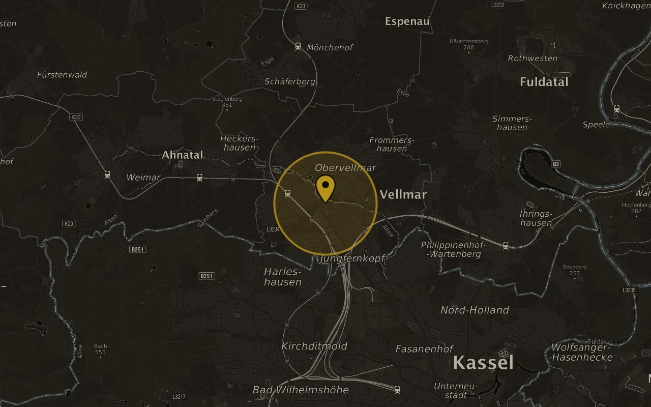 Karte mit der Lage von Vellmar